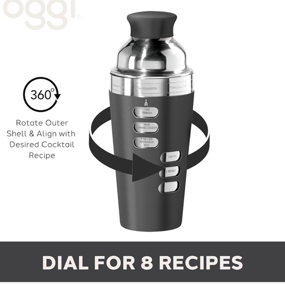 πNEW IN BOX π OGGI Dial A Drink 23 oz Cocktail Shaker β’ 8 Recipes - Picture 2 of 12